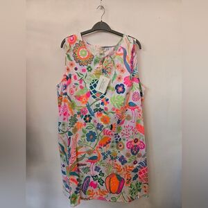 Vibrant Floral Midi Dress With Pocket NWT